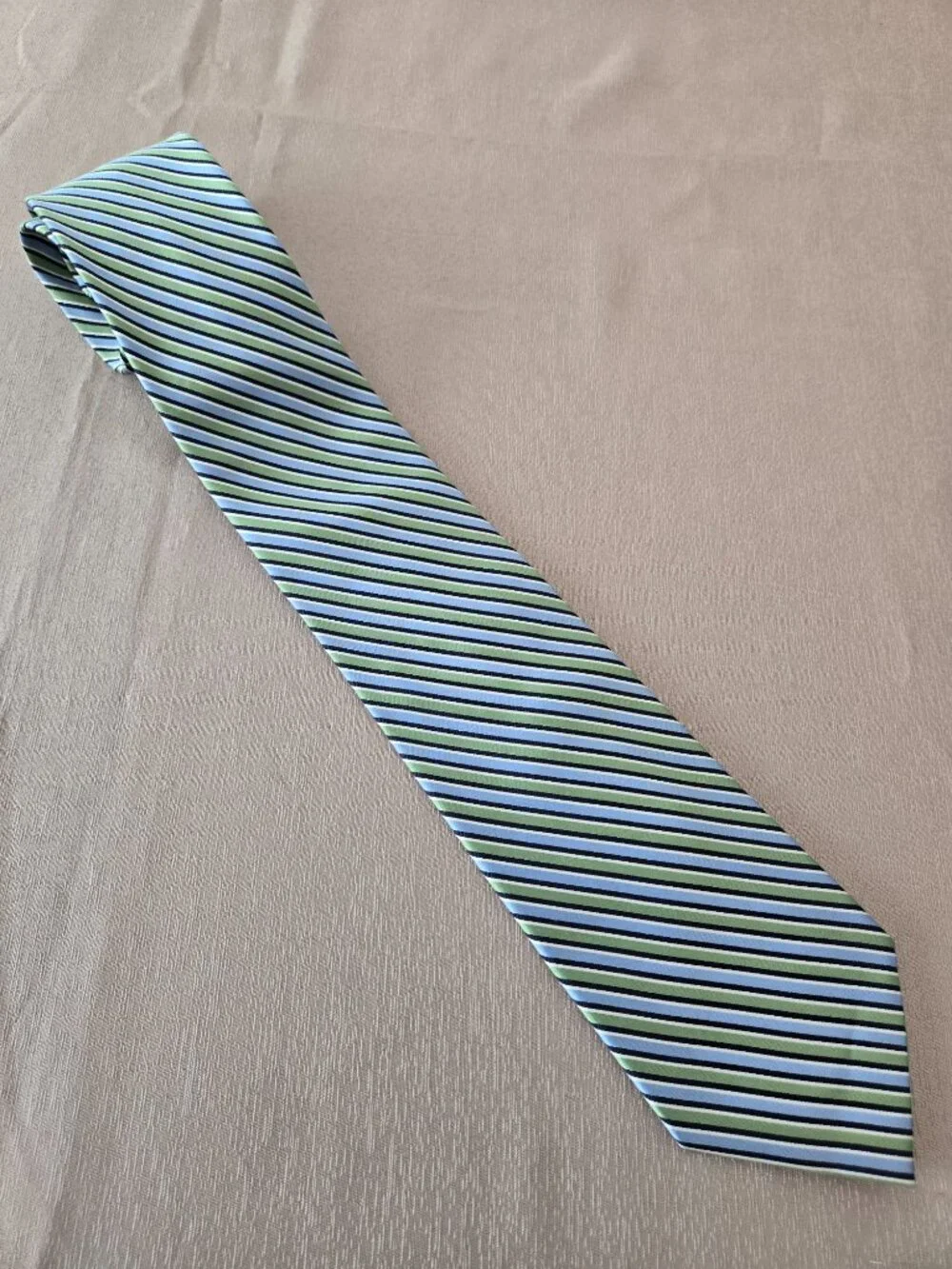 IZOD Men's Blue Green Striped Necktie | Classic Business Dress Tie